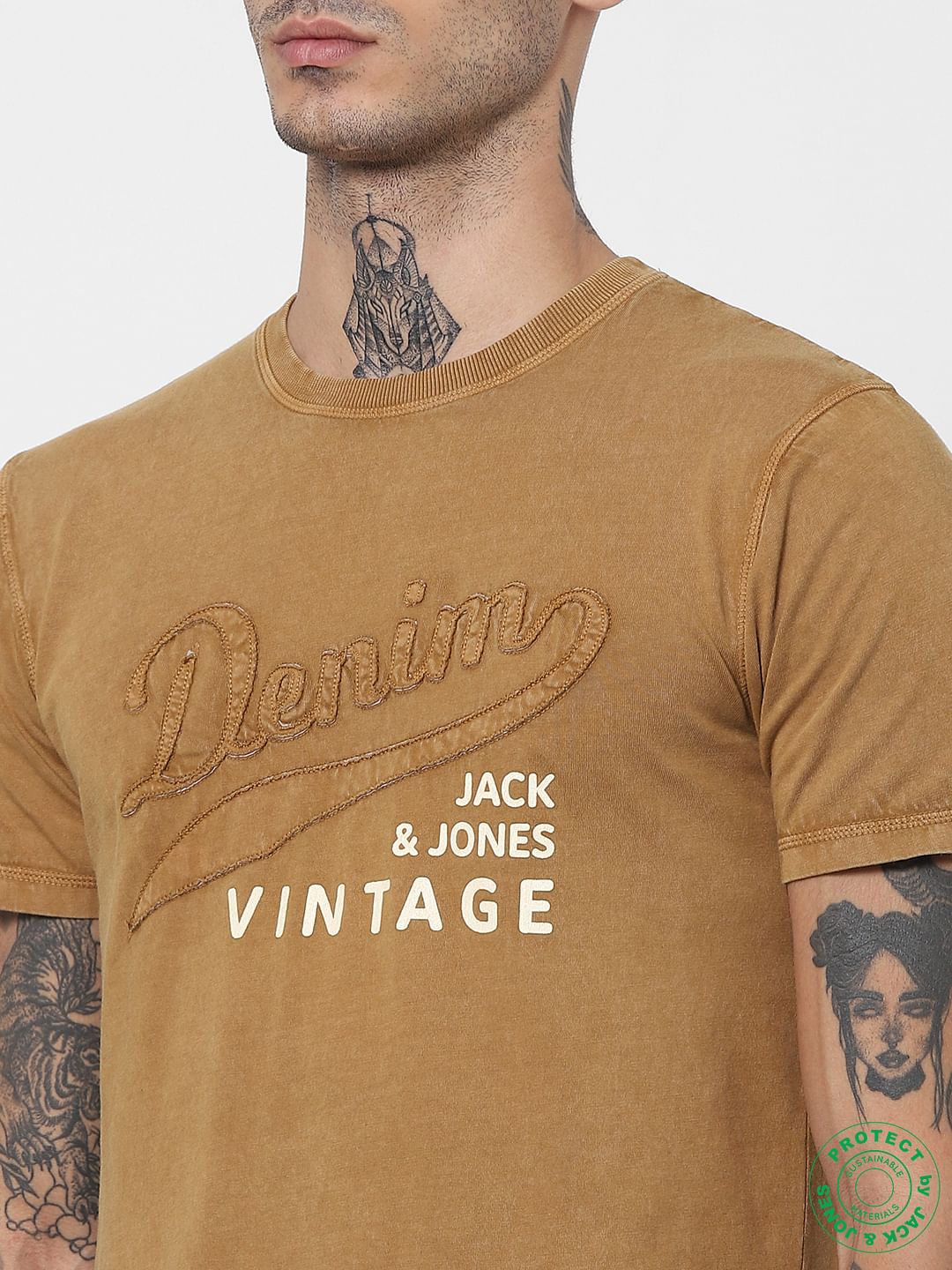 Brown Vintage Crew Neck T-shirt