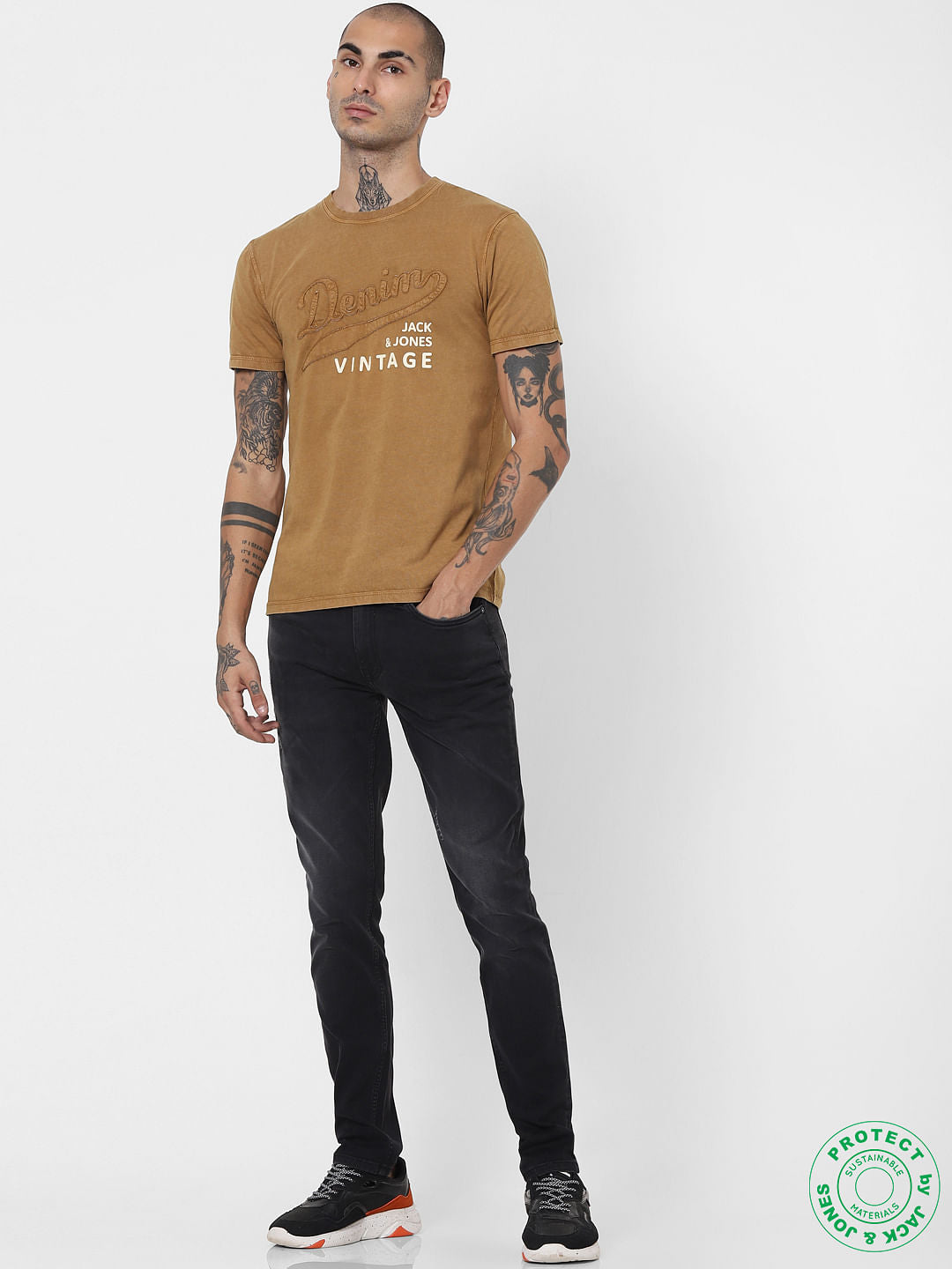 Brown Vintage Crew Neck T-shirt
