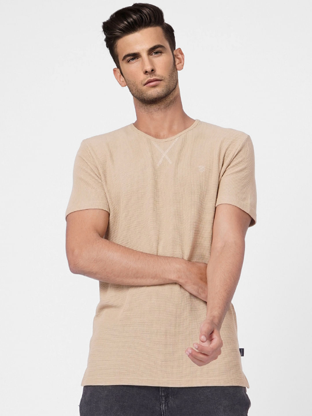 Beige Crew Neck T-shirt