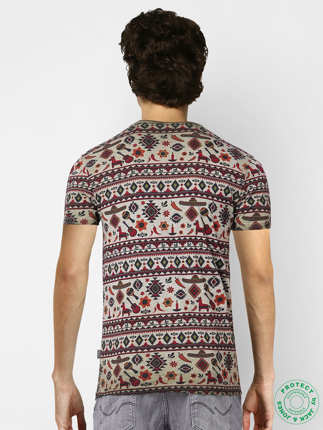 Grey Printed Crew Neck T-shirt