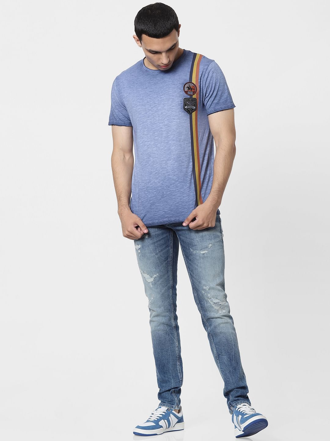 Blue Washed Crew Neck T-shirt