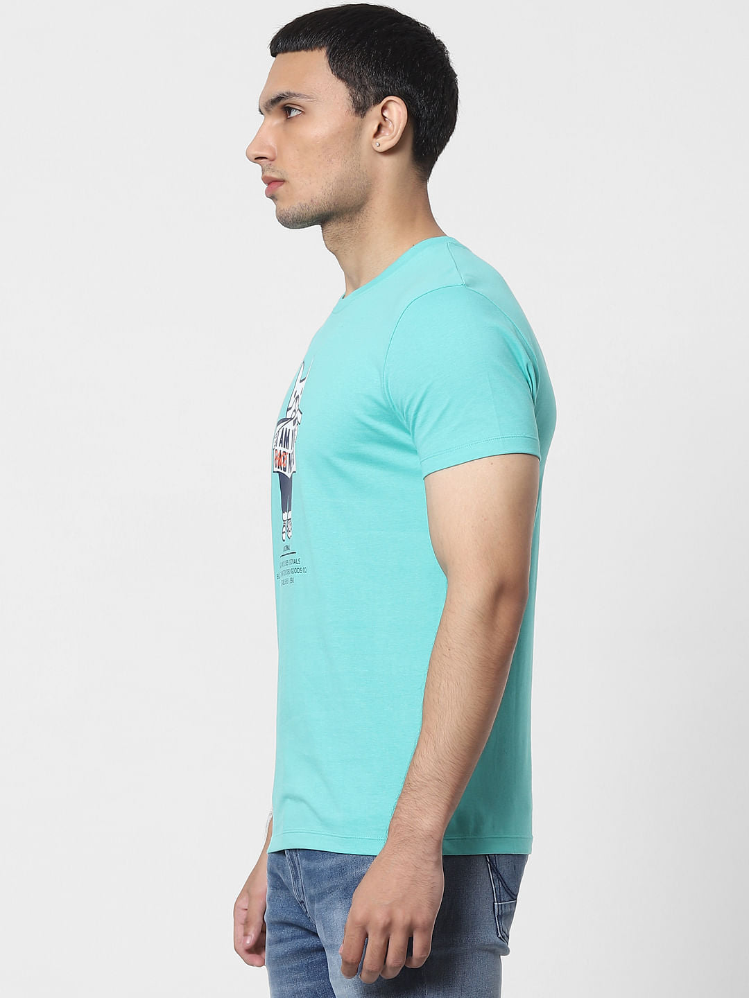 Blue Graphic Print Crew Neck T-shirt