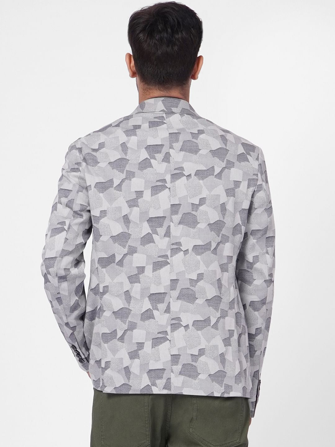 Grey Printed Blazer