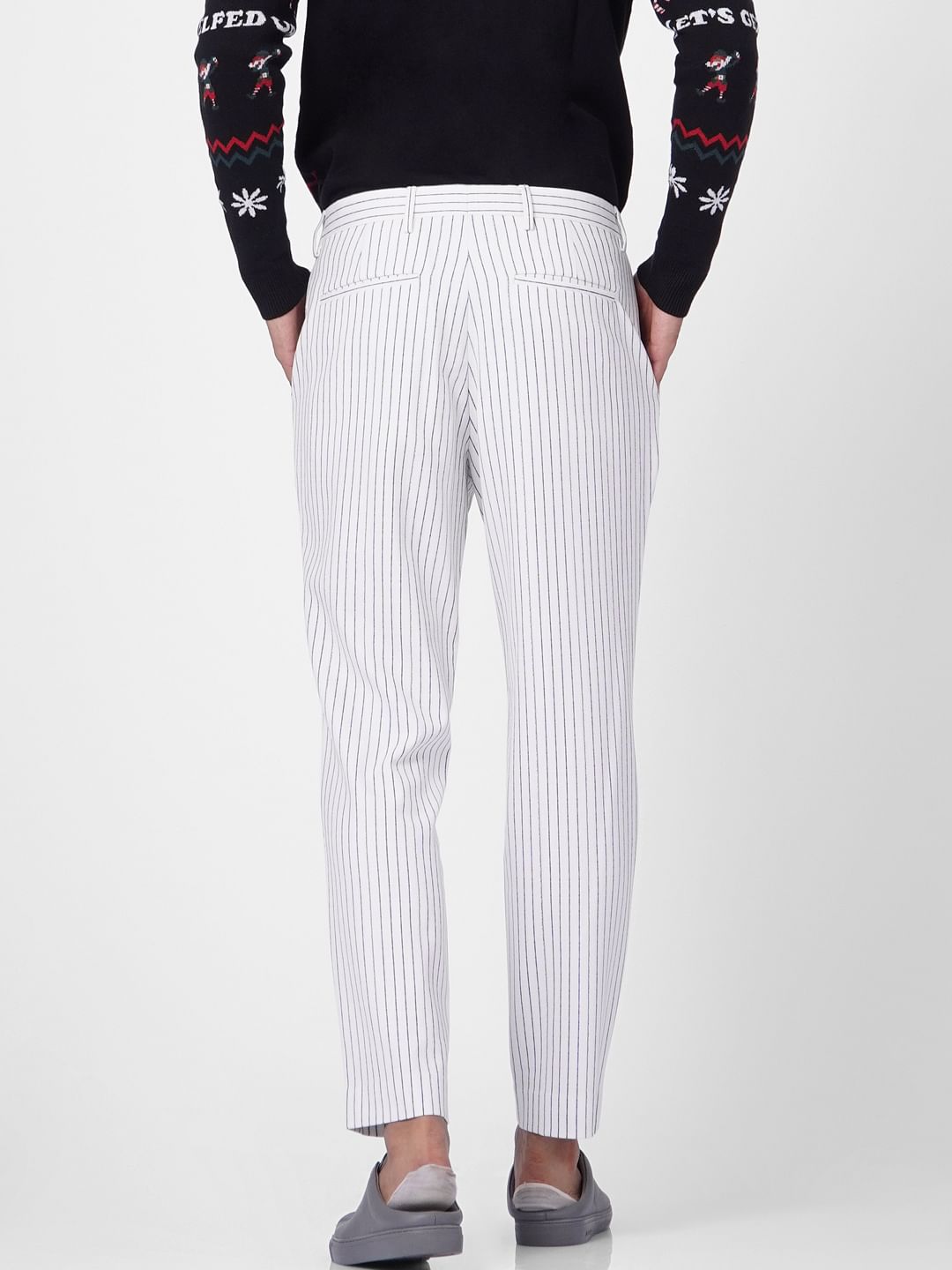 White Striped Tailored Trousers