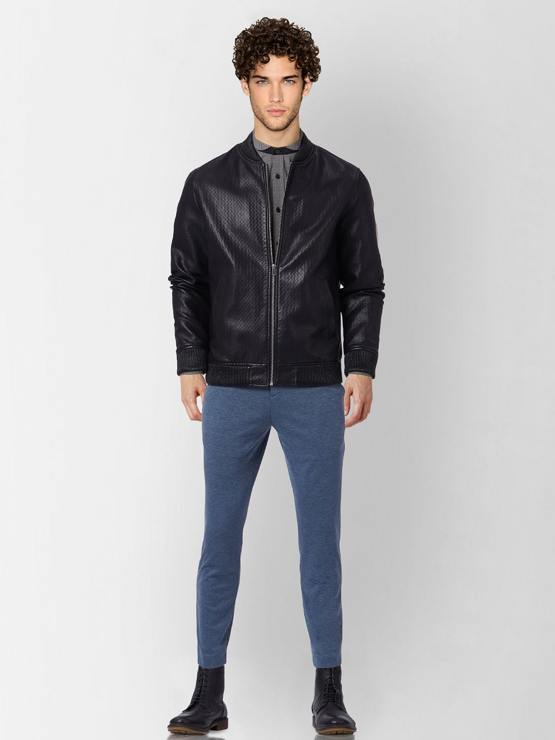 Blue Tailored Knit Trousers
