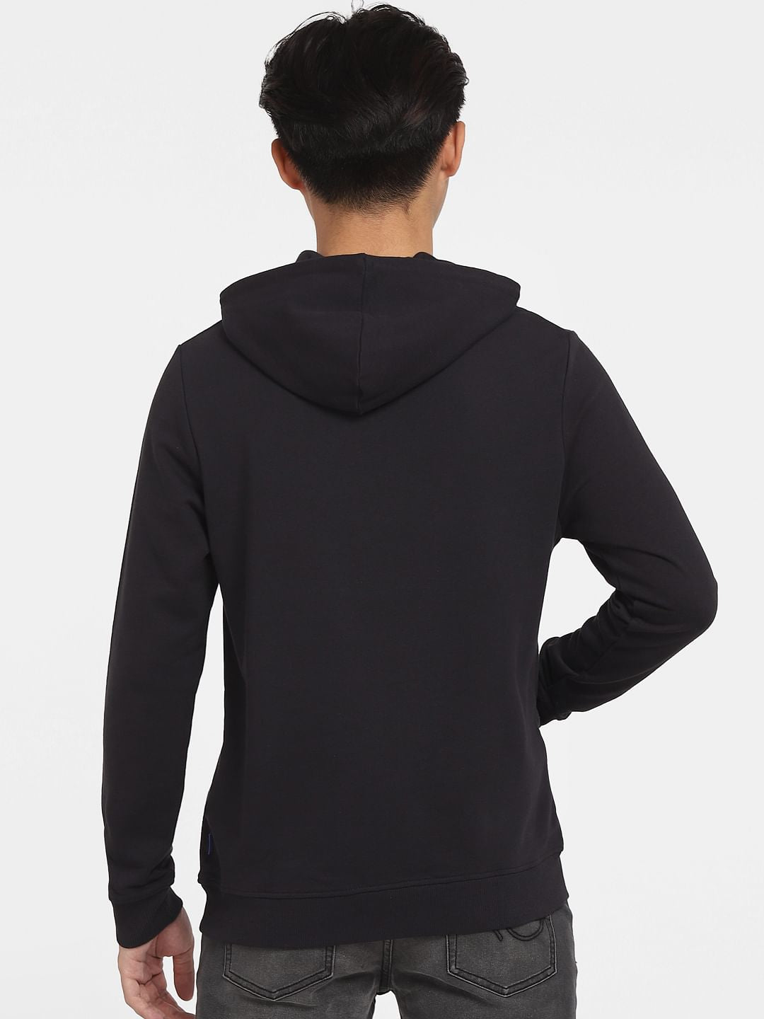 Black Logo Print Hooded Sweatshirt