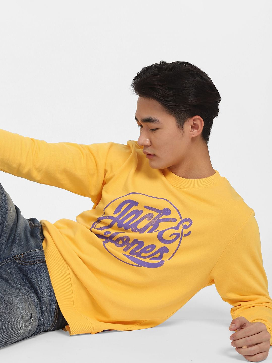 Yellow Logo Print Sweatshirt