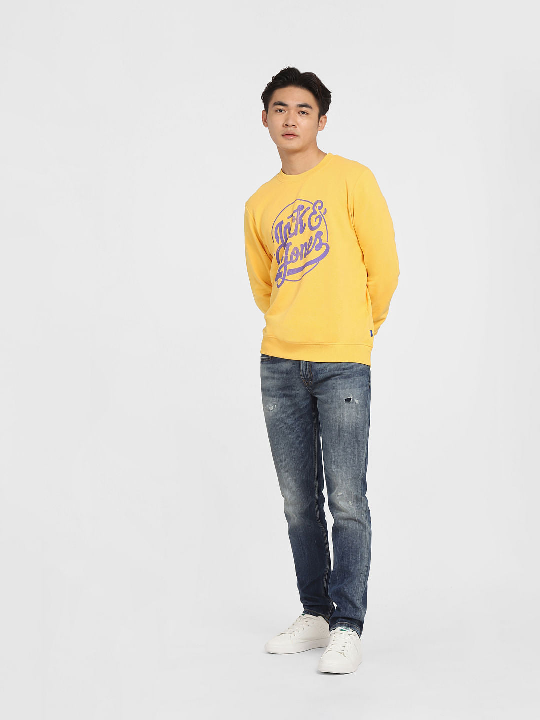 Yellow Logo Print Sweatshirt