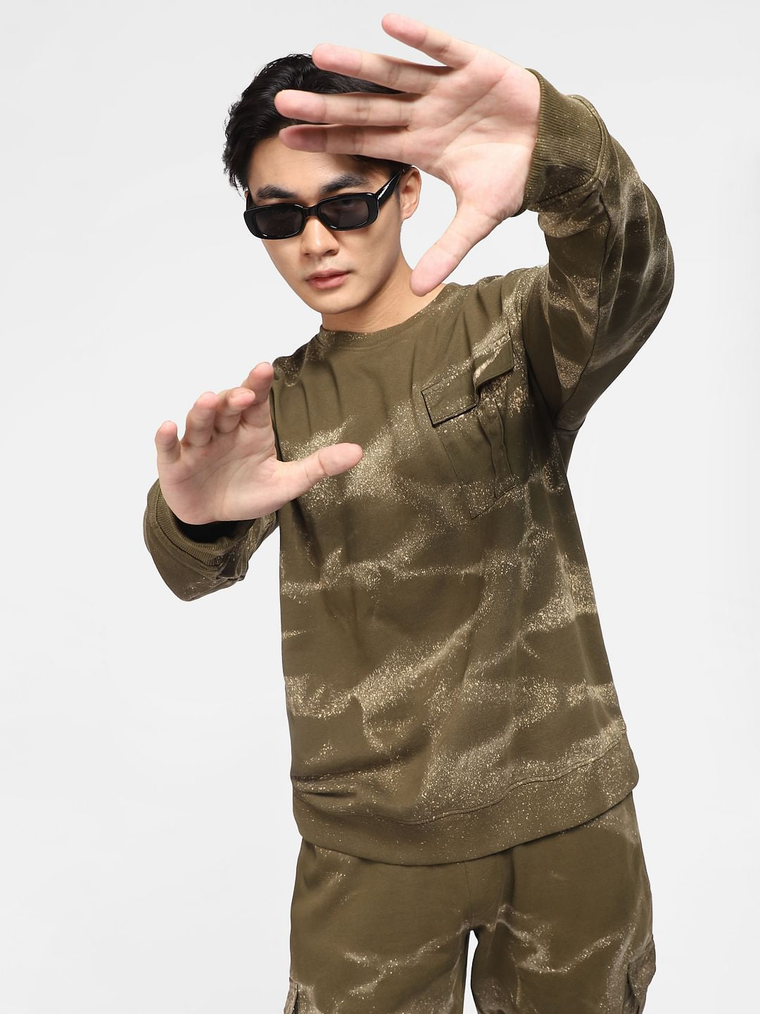 Green Printed Co-ord Sweatshirt