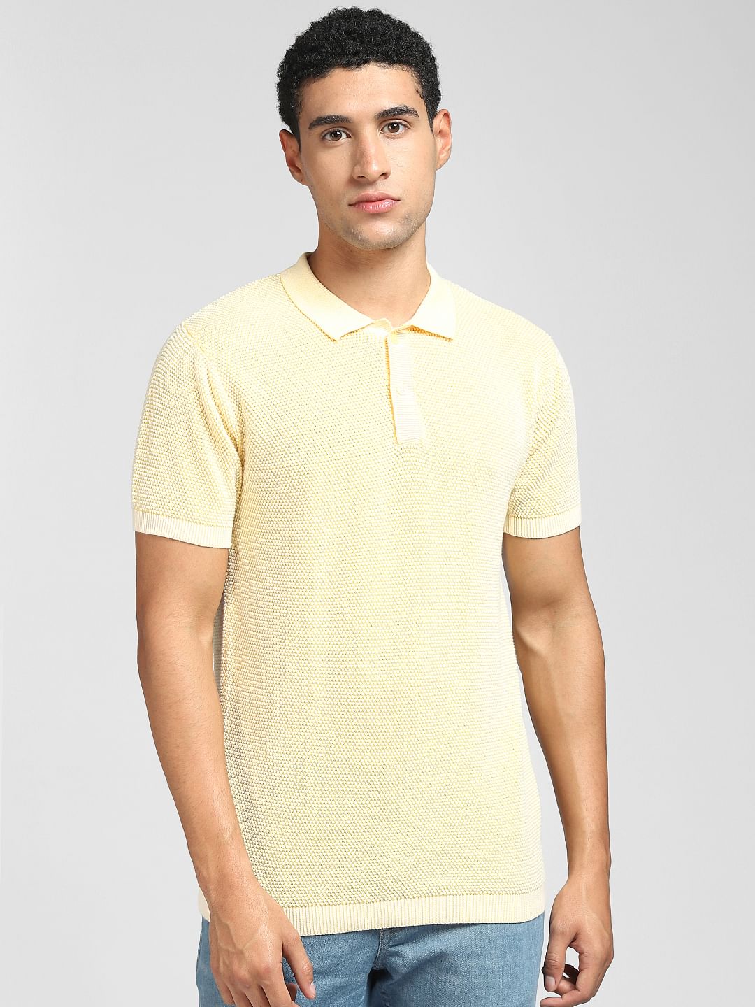 Yellow Knitted Polo T-shirt