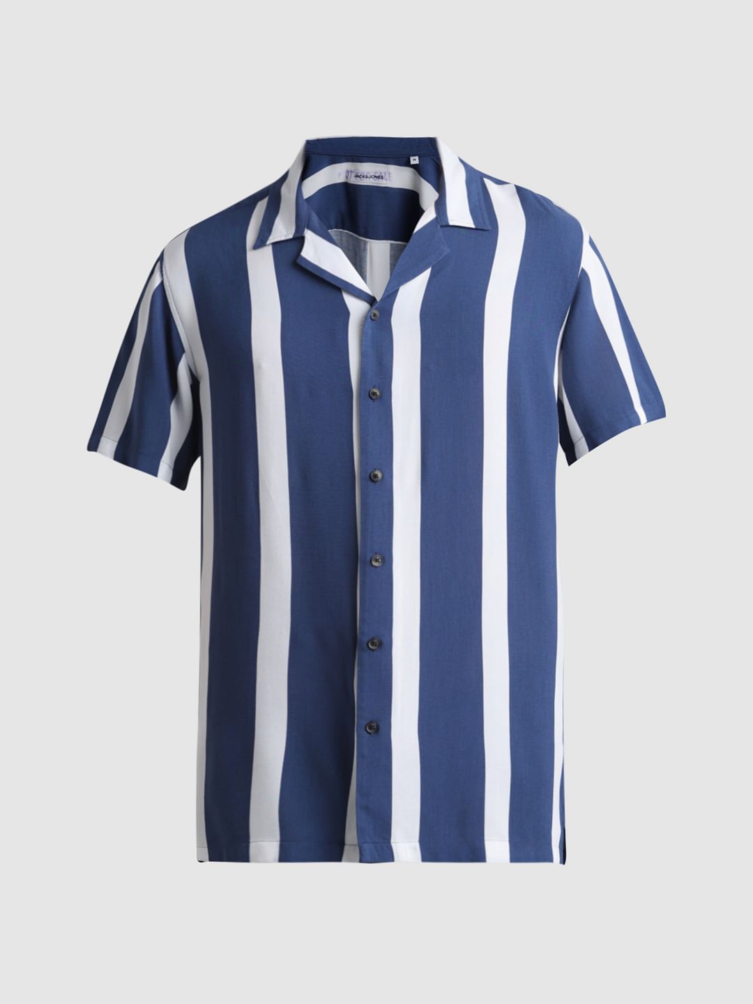 Blue Striped Short Sleeves Shirt