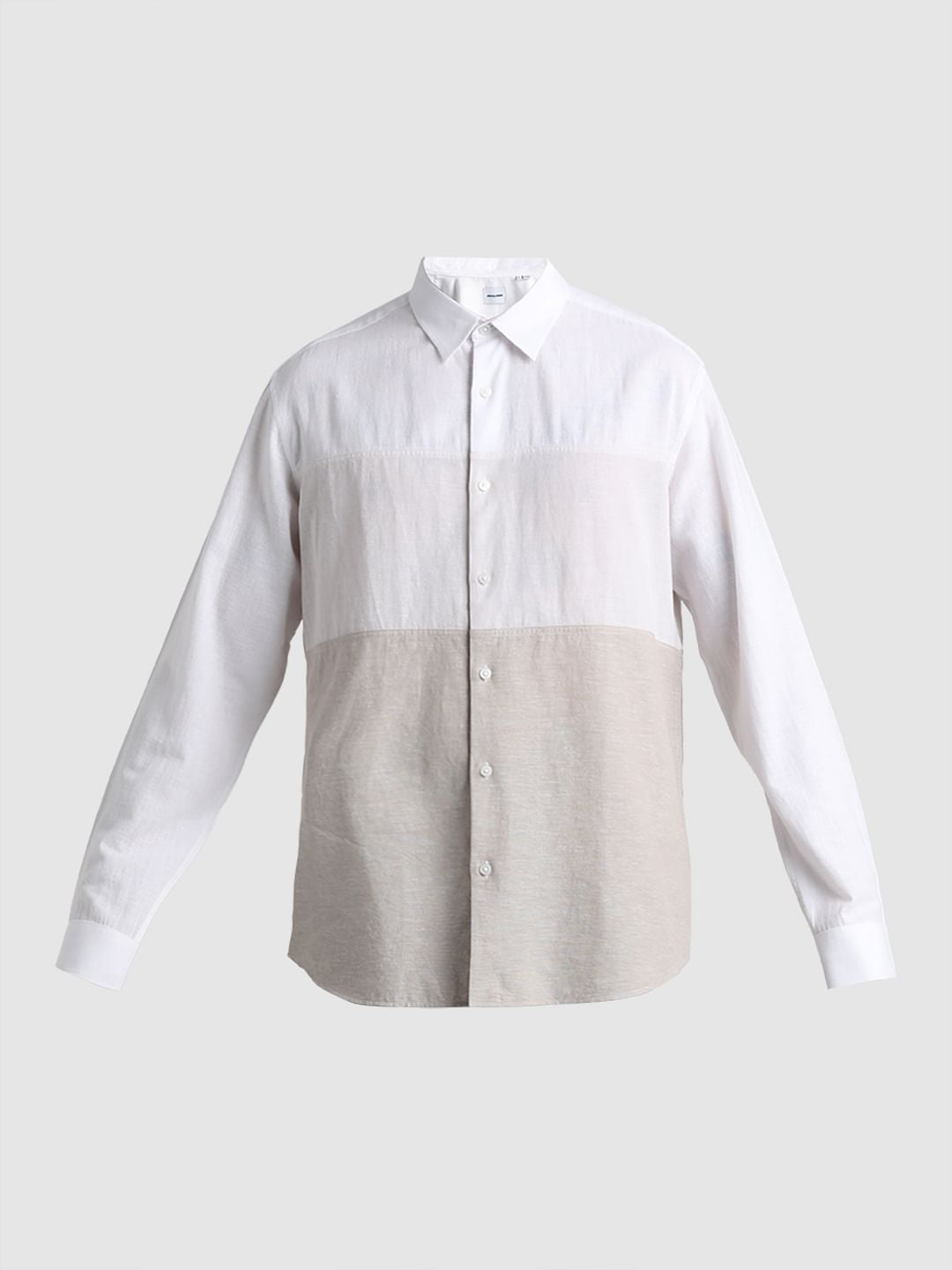 Beige Colourblocked Full Sleeves Shirt