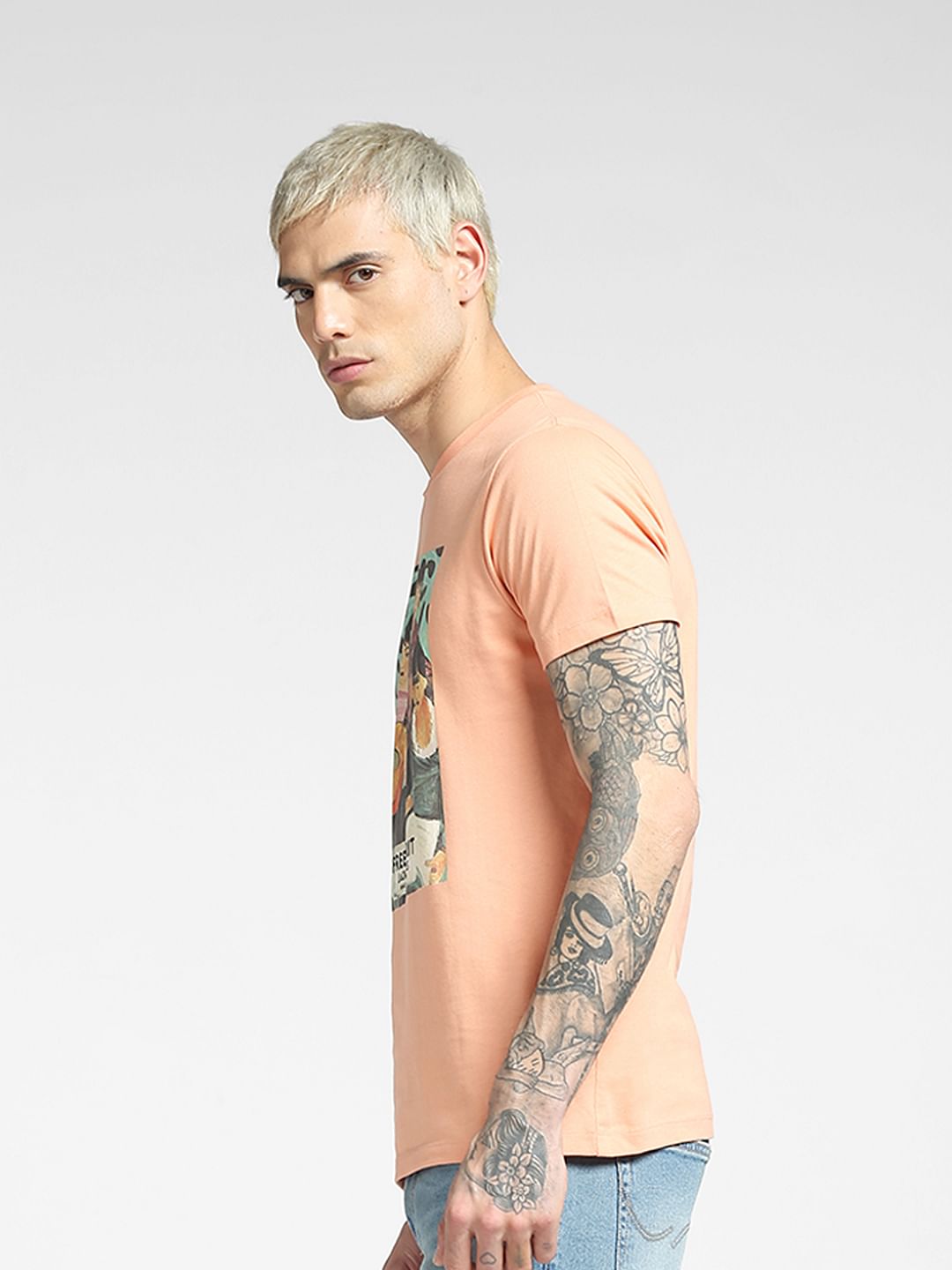 Peach Graphic Print T-shirt
