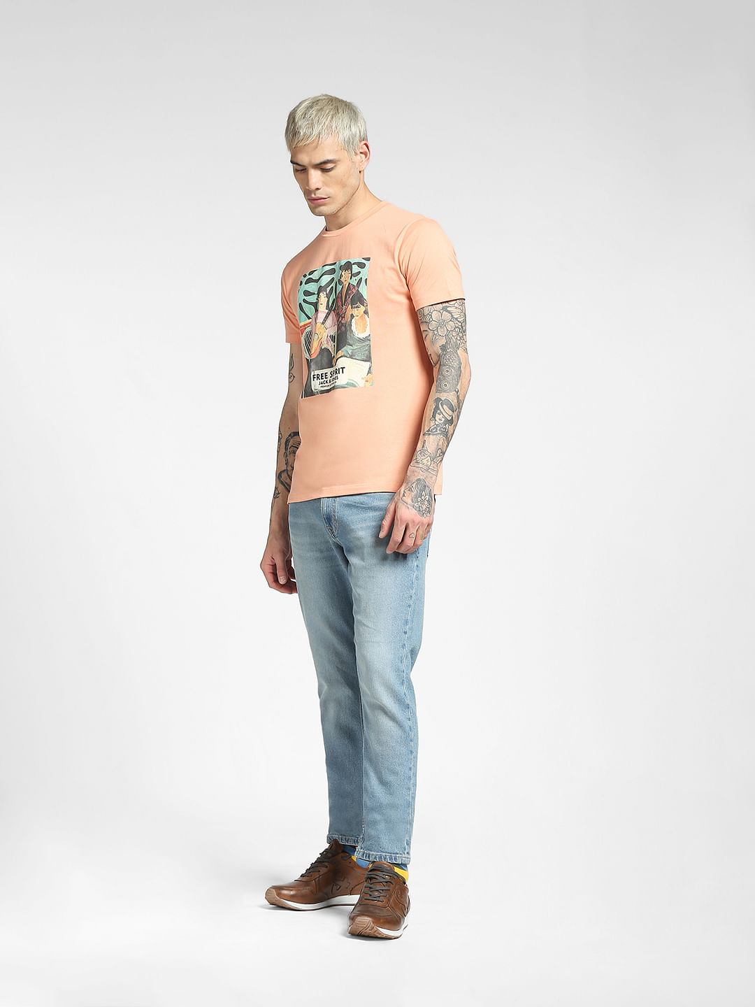 Peach Graphic Print T-shirt