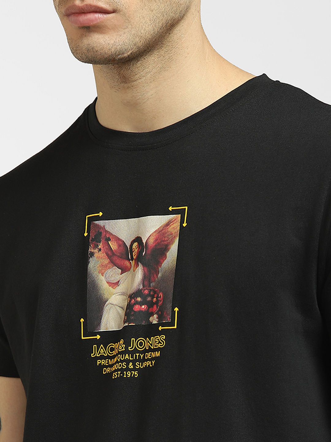Black Graphic Print Crew Neck T-shirt