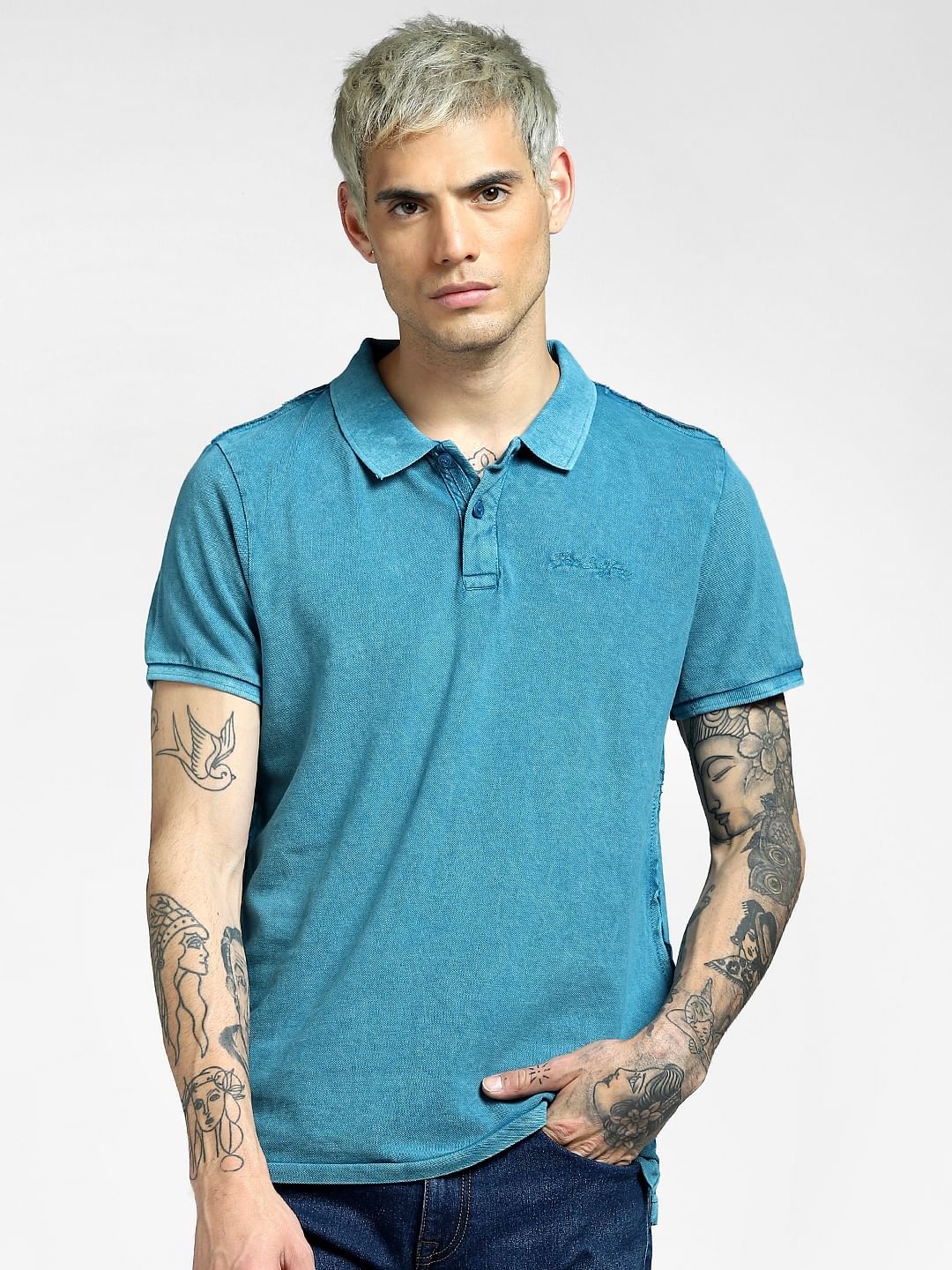 Blue Polo Neck T-shirt