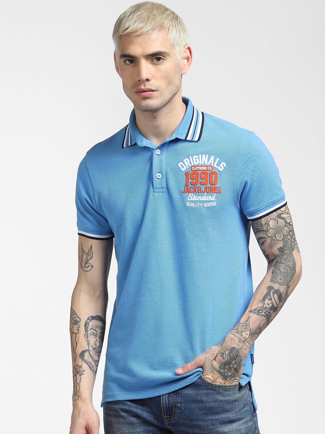Blue Polo Neck T-shirt