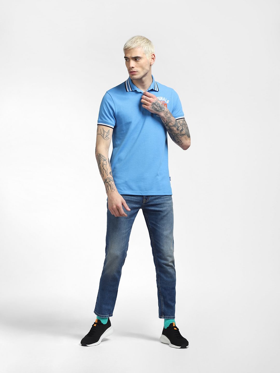 Blue Polo Neck T-shirt