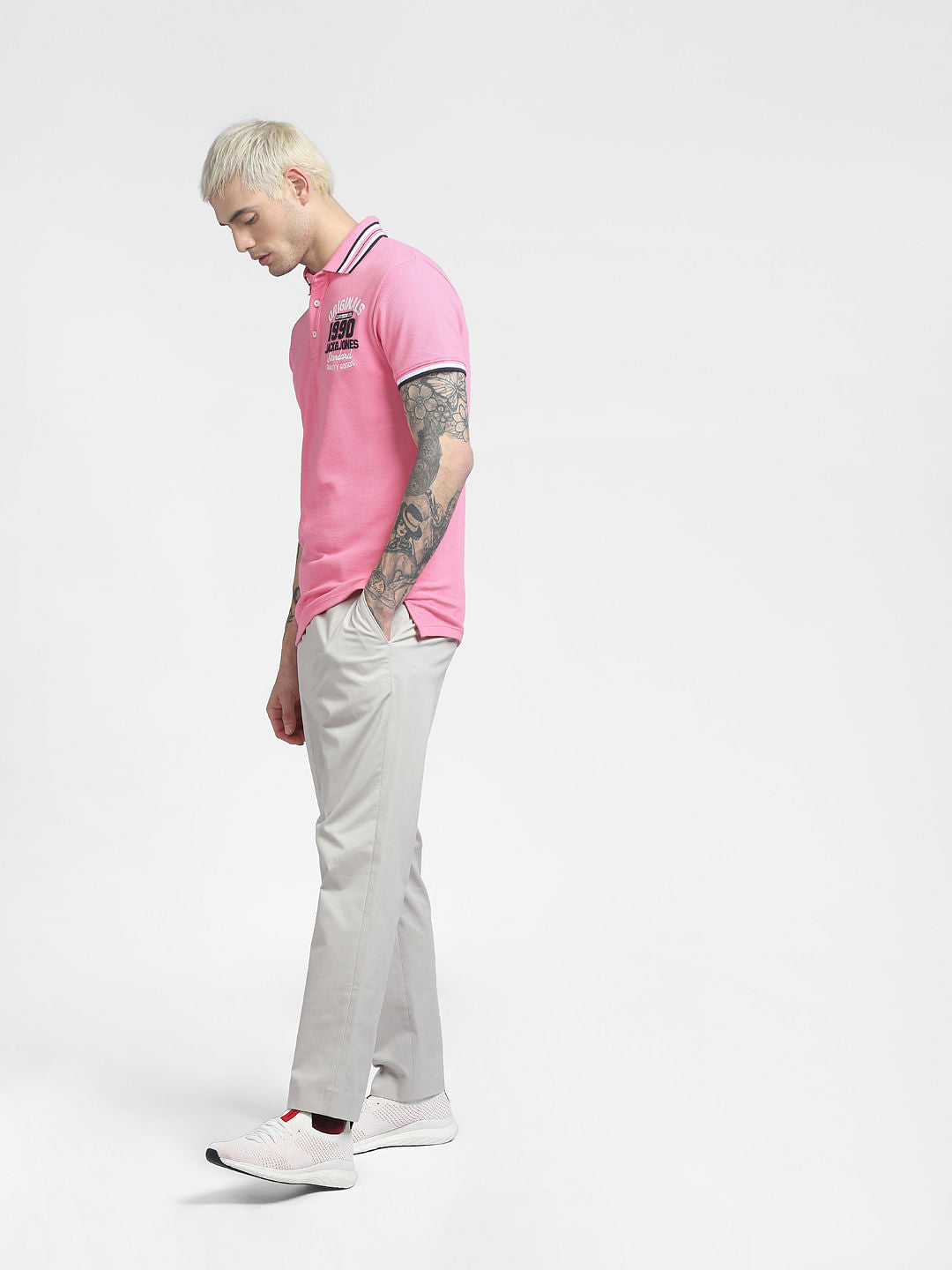 Pink Polo Neck T-shirt