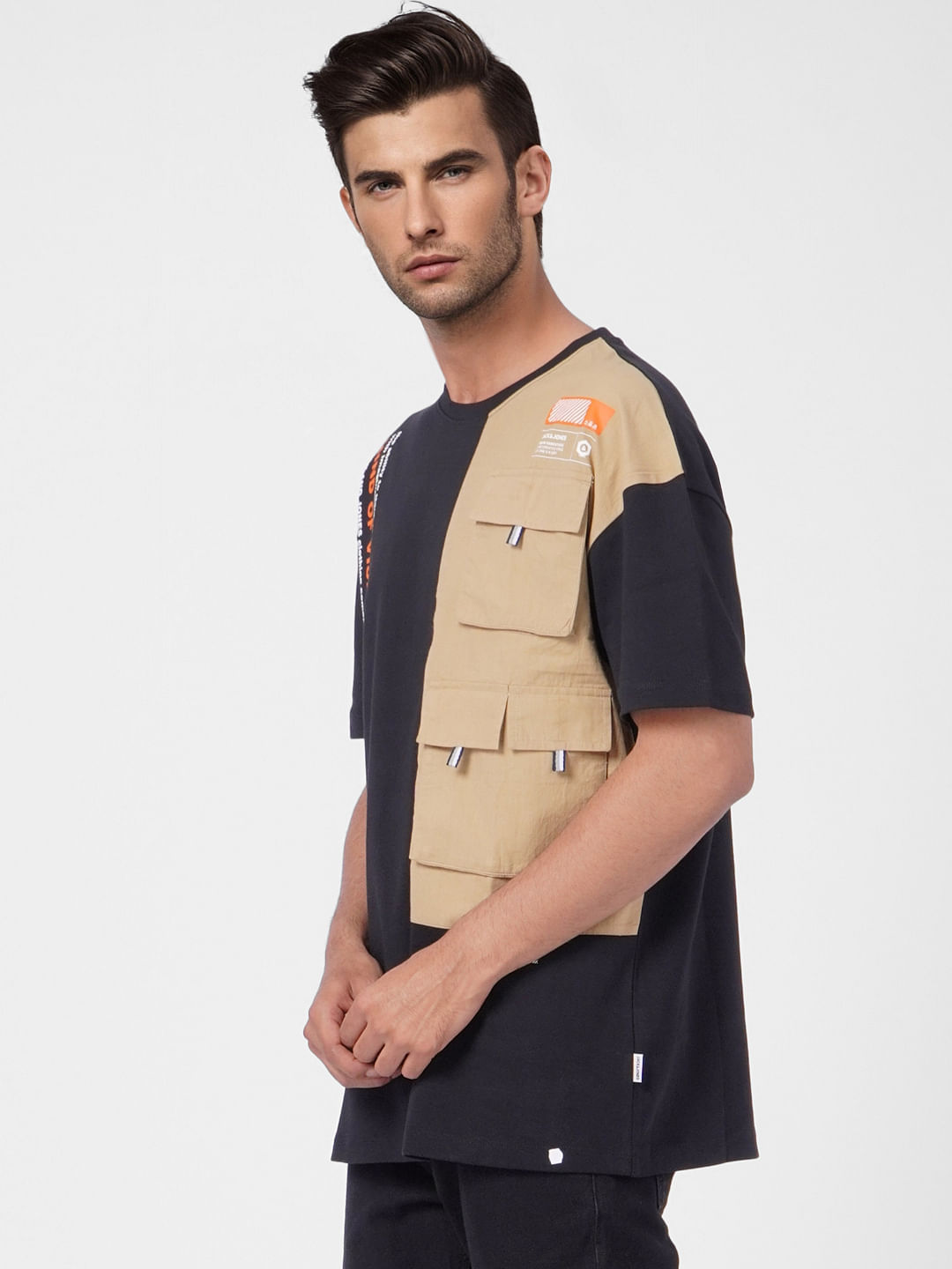Black Patch Pocket Crew Neck T-shirt
