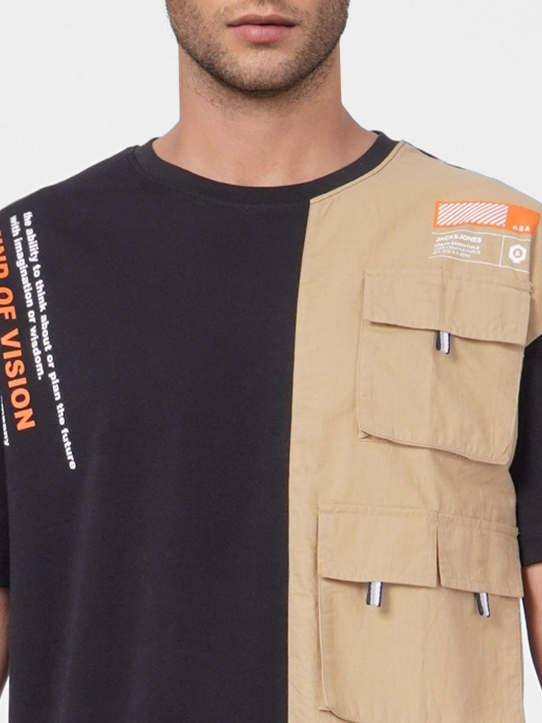 Black Patch Pocket Crew Neck T-shirt