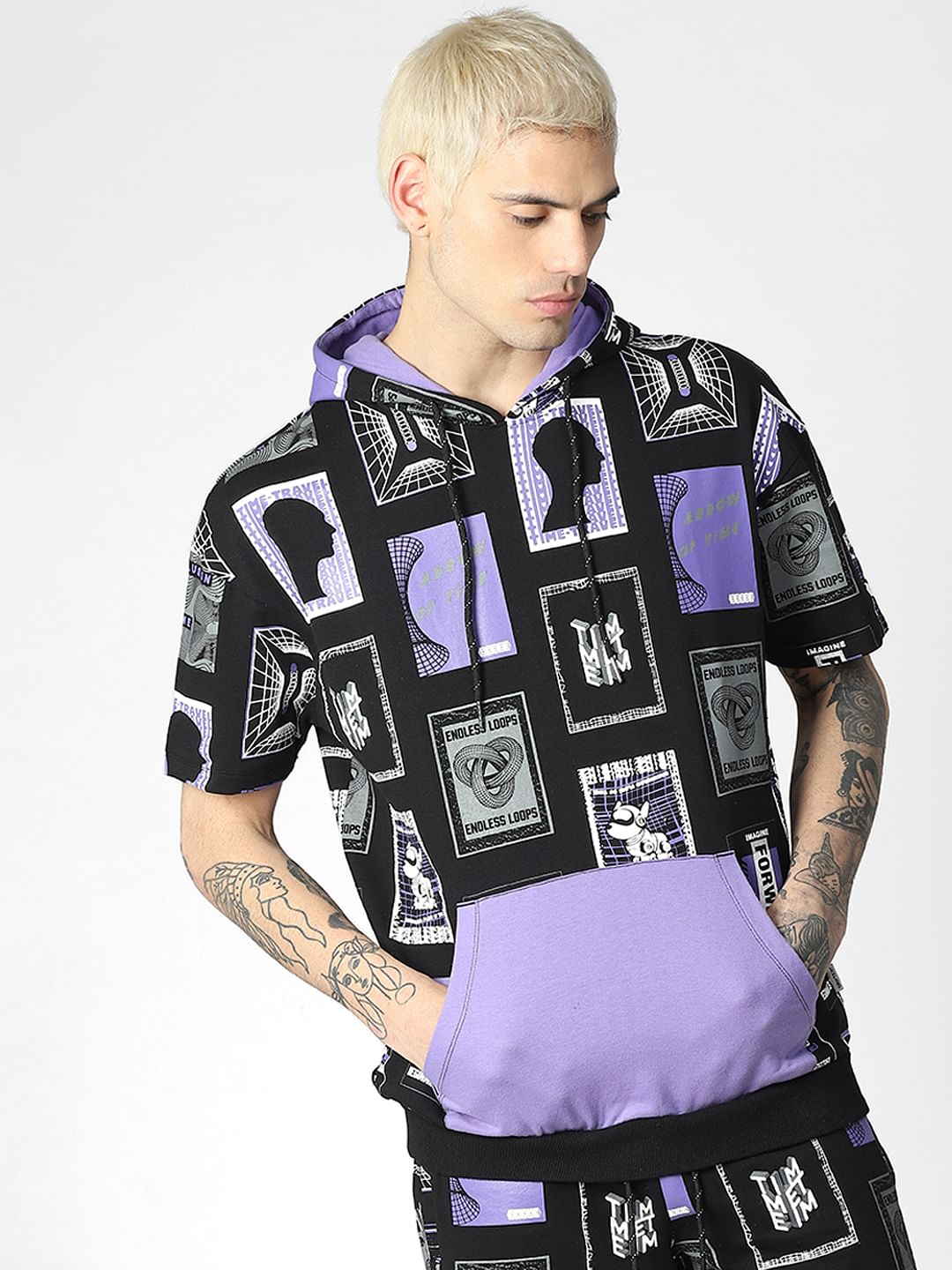 Black Graphic Print Co-ord Sweatshirt
