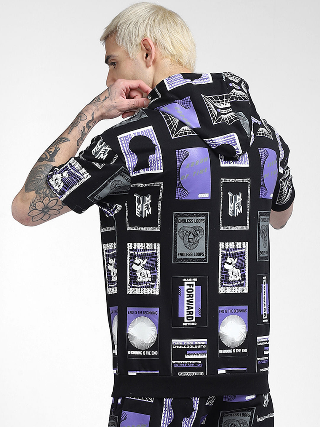 Black Graphic Print Co-ord Sweatshirt