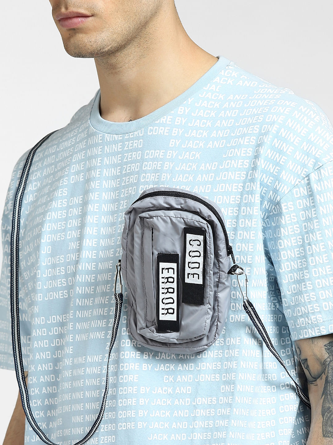 Blue Text Print Crew Neck T-shirt