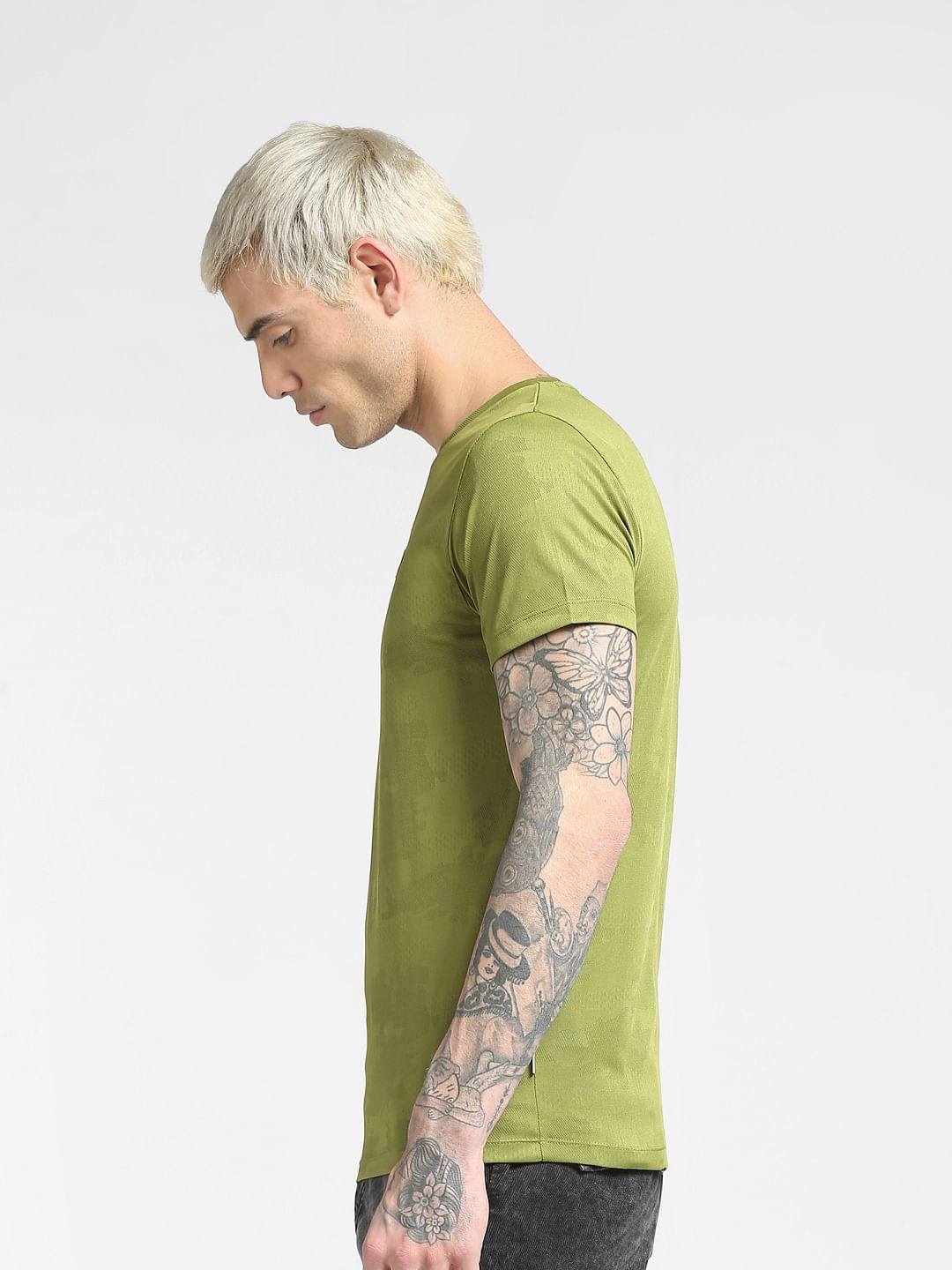 Green Jacquard Crew Neck T-shirt