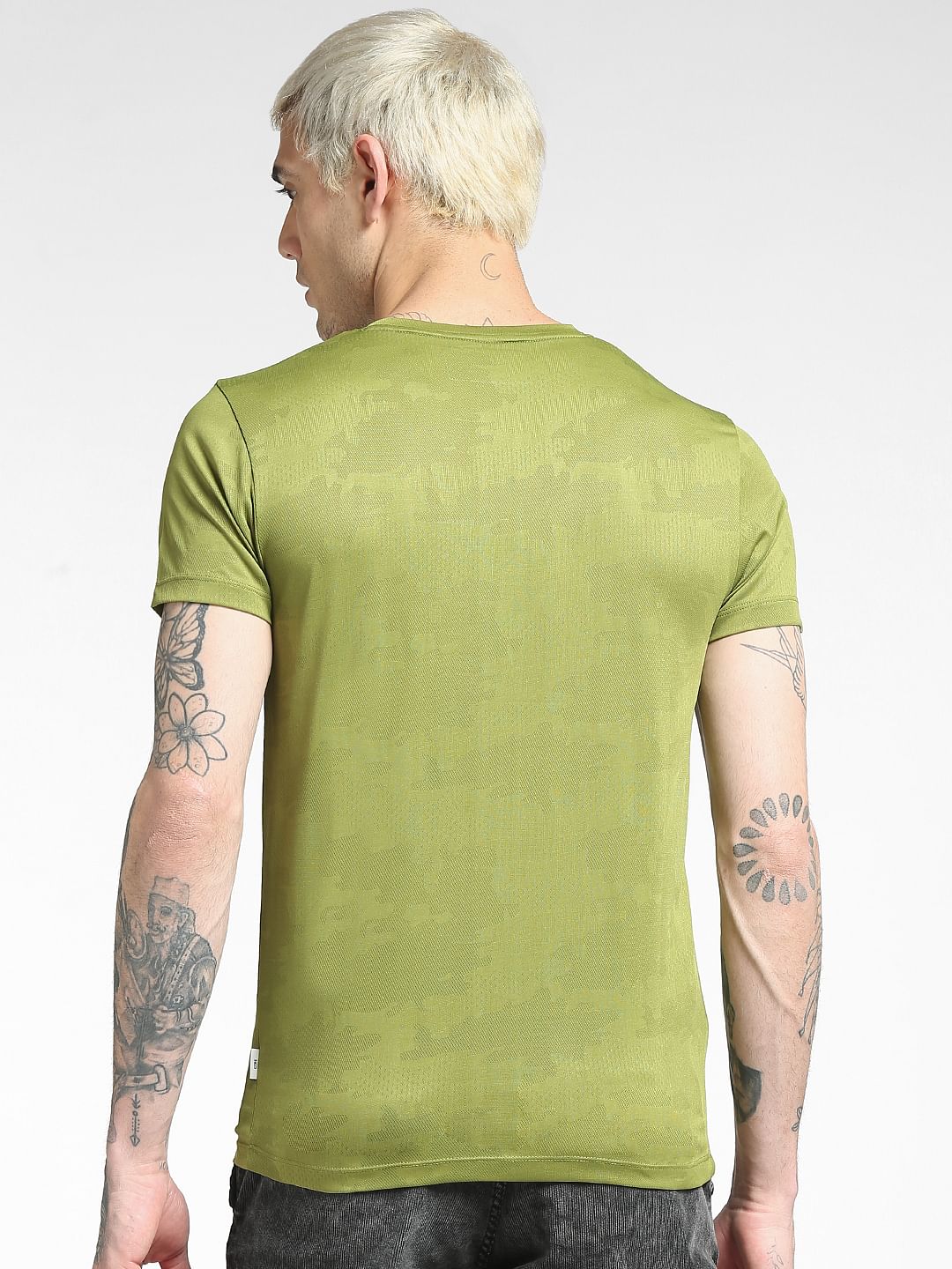 Green Jacquard Crew Neck T-shirt