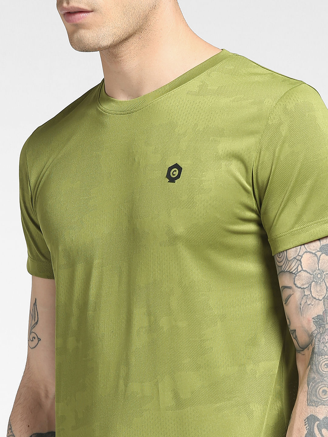Green Jacquard Crew Neck T-shirt