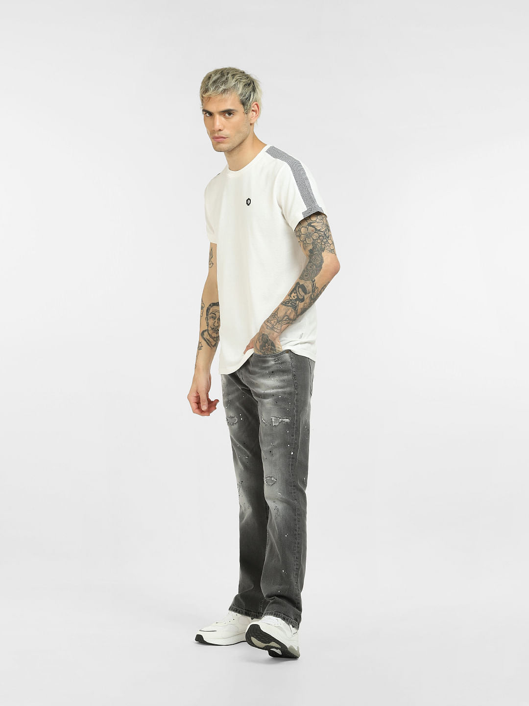 White Printed Crew Neck T-shirt