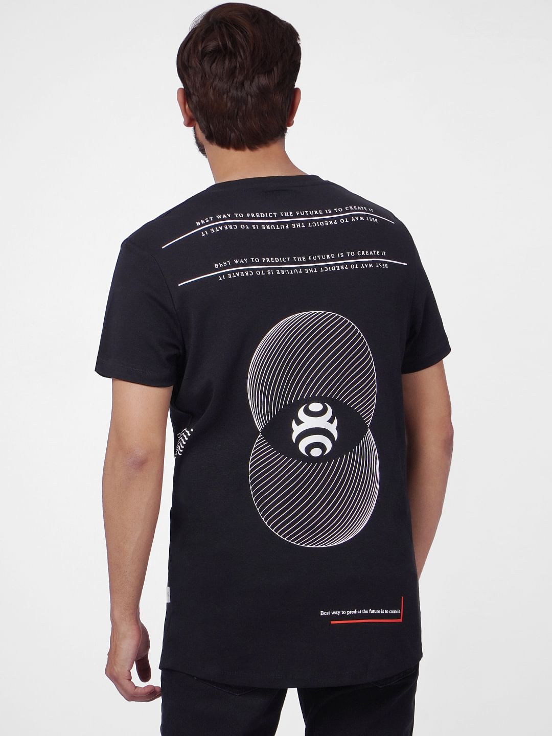 Black Graphic Print Crew Neck T-shirt