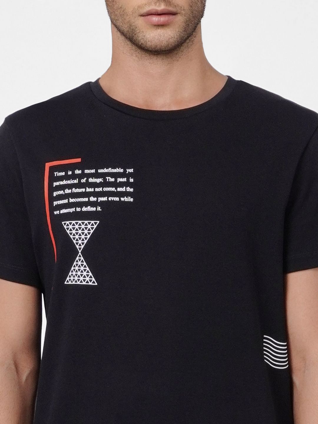 Black Graphic Print Crew Neck T-shirt