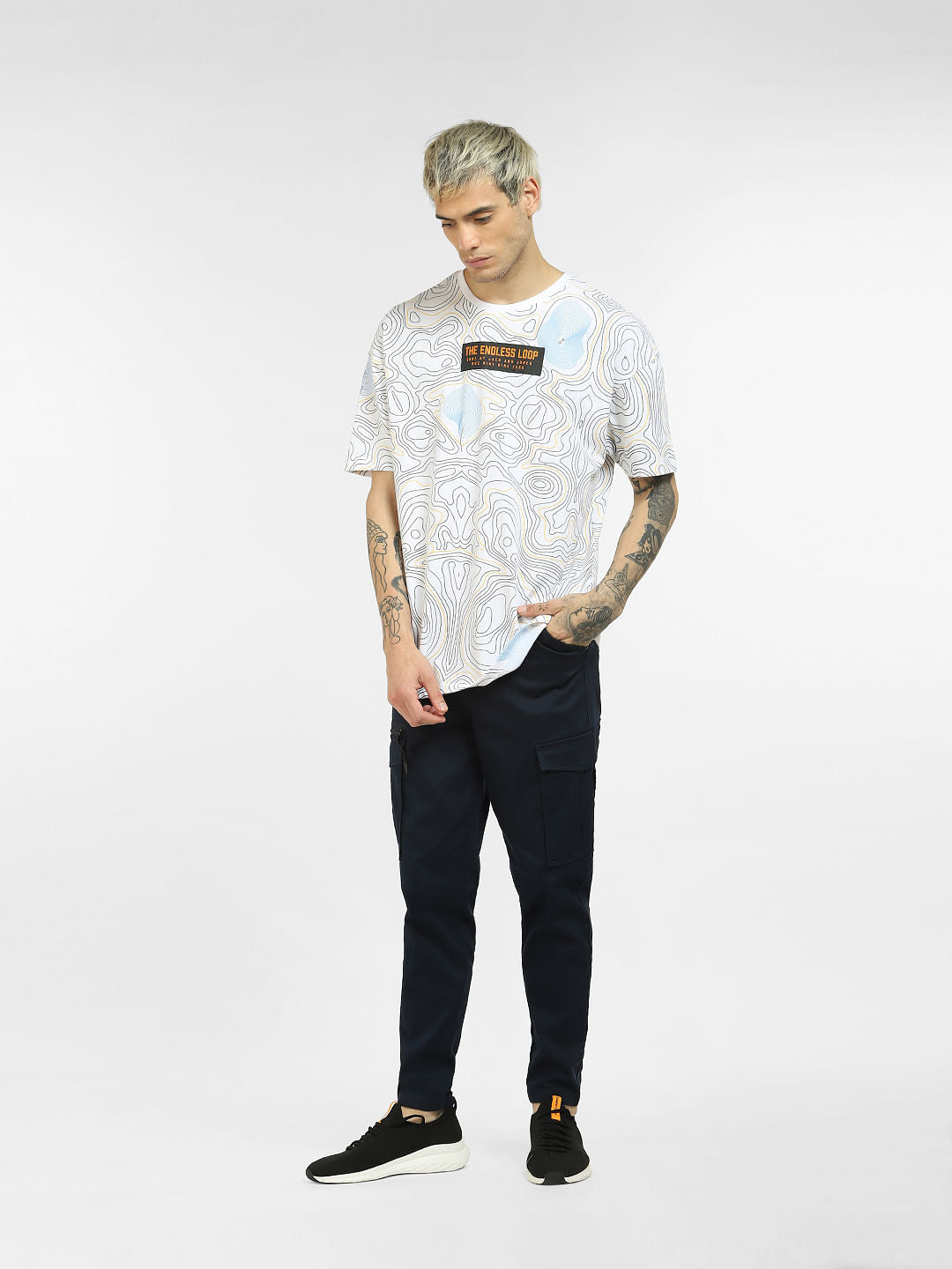 White Printed Crew Neck T-shirt