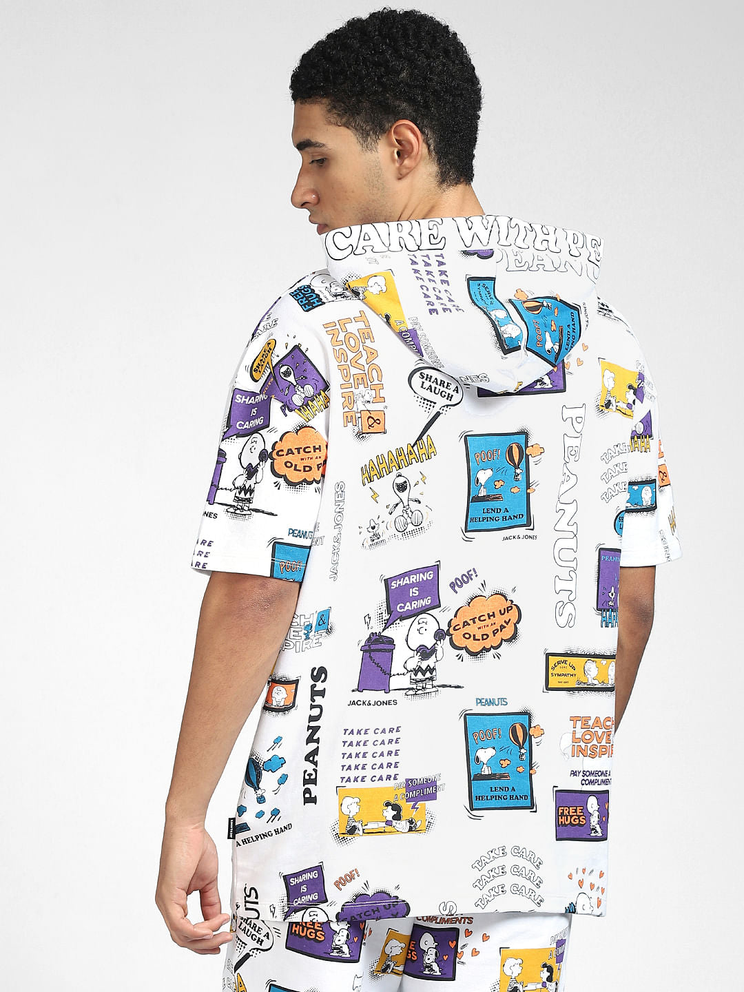 X PEANUTS White Graphic Print Co-ord Hoodie