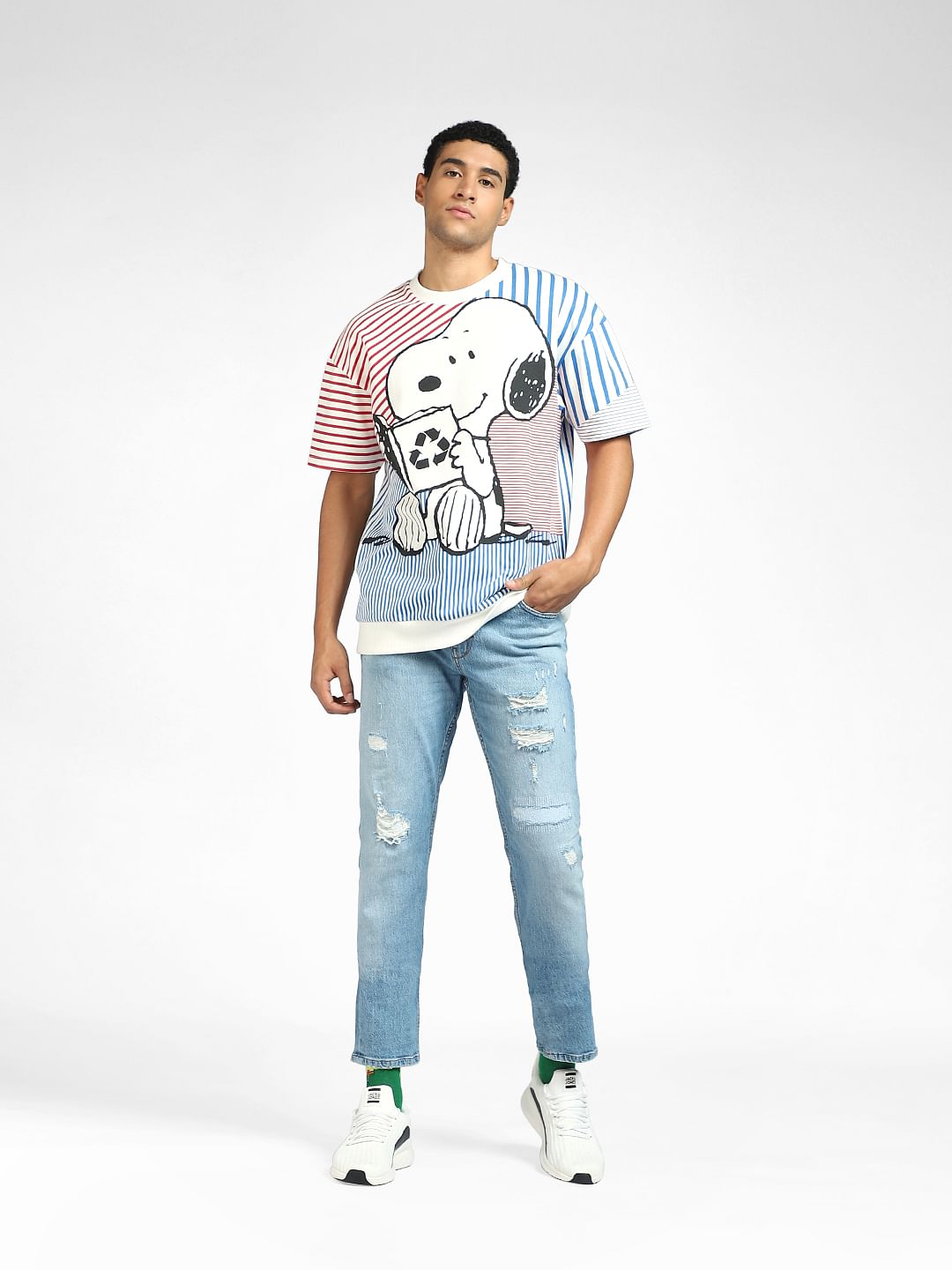 X PEANUTS White Graphic Print T-shirt