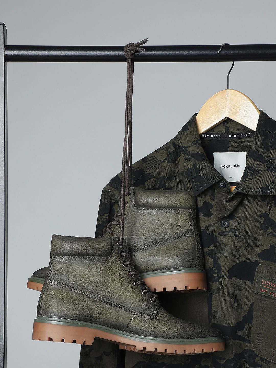 Green Vintage Washed Leather Boots