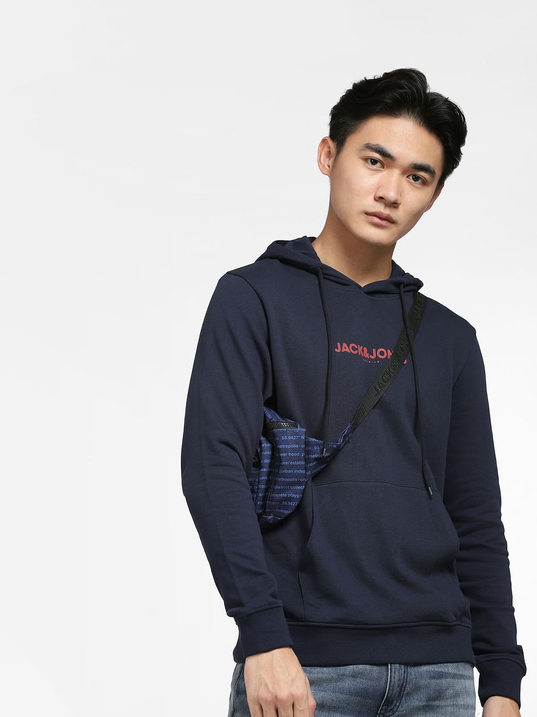 Navy Blue Hooded Sweatshirt
