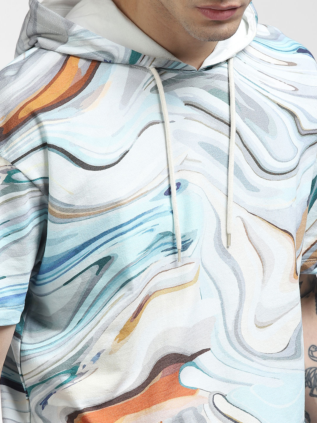 Blue Printed Co-ord Hoodie