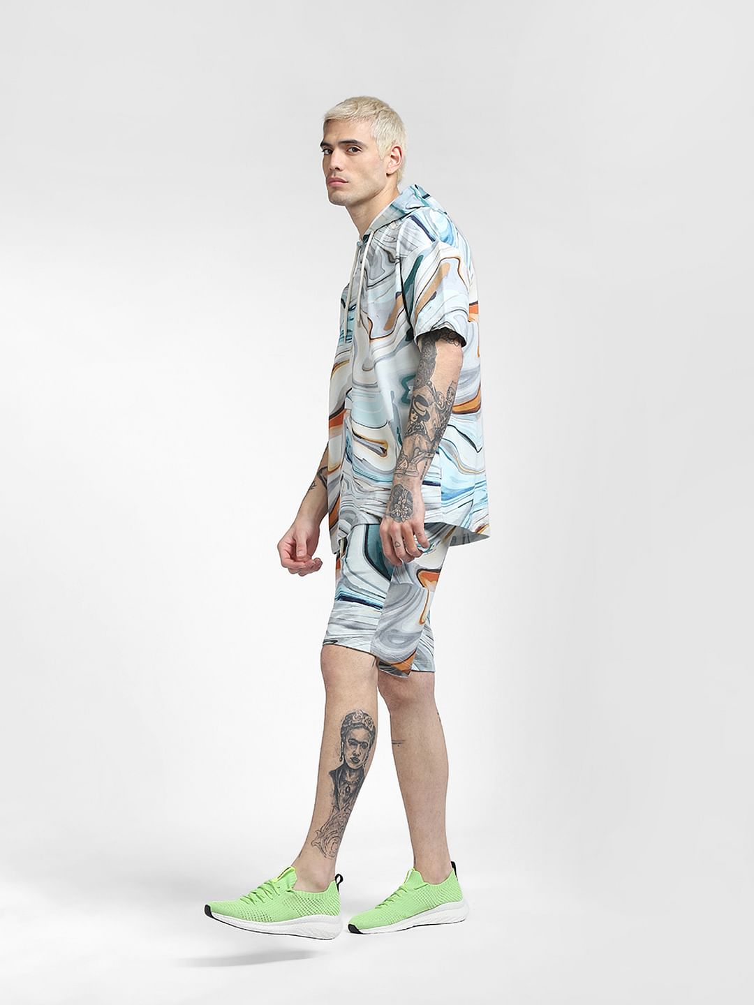 Blue Printed Co-ord Hoodie