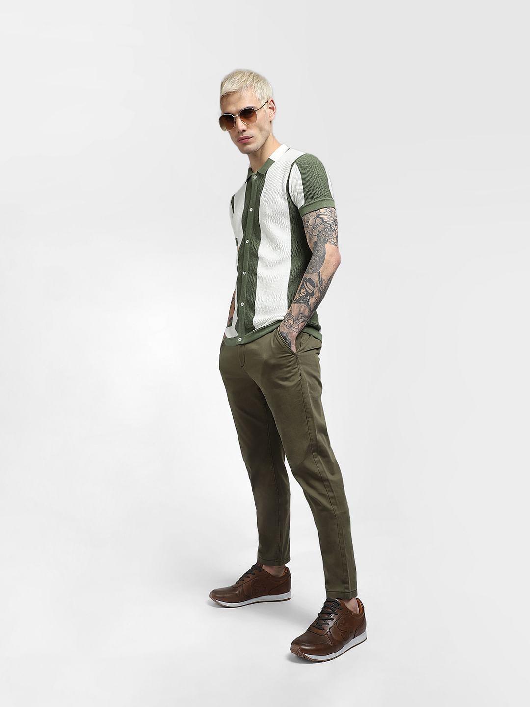 Green Mid Rise Pants