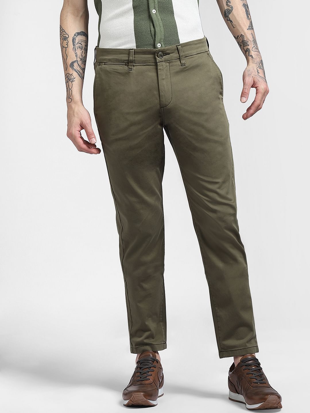 Green Mid Rise Pants