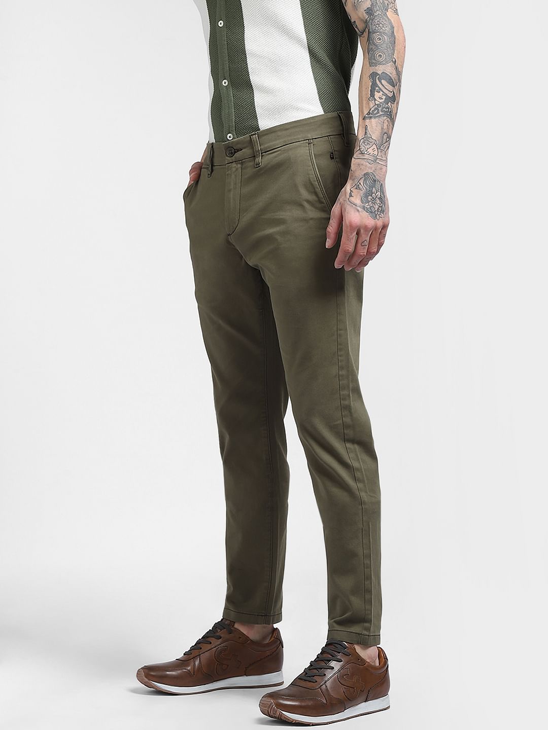 Green Mid Rise Pants