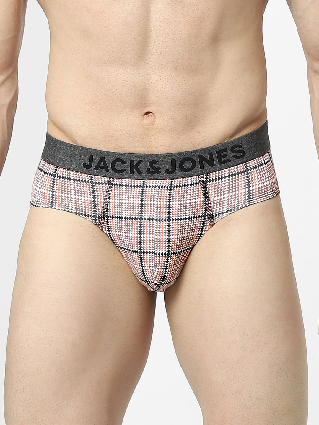 Black Check Print Briefs