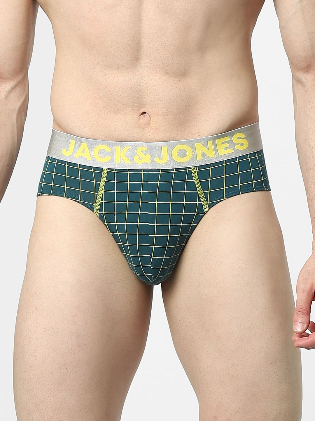 Teal Check Print Briefs