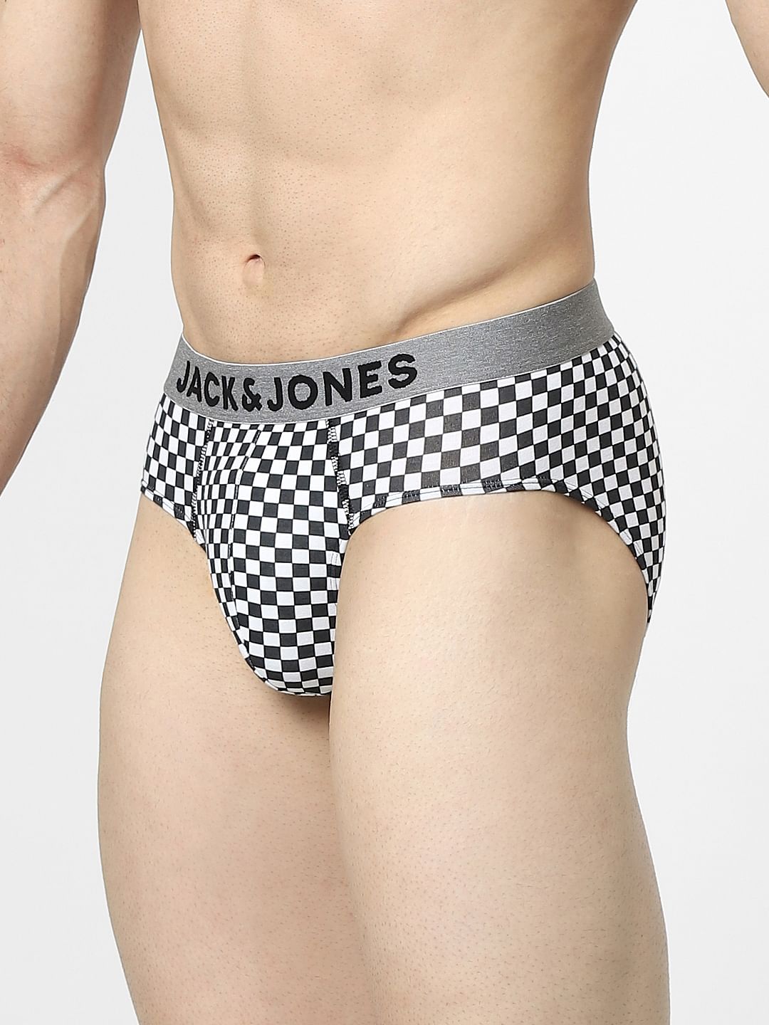 White Chess Board Print Briefs
