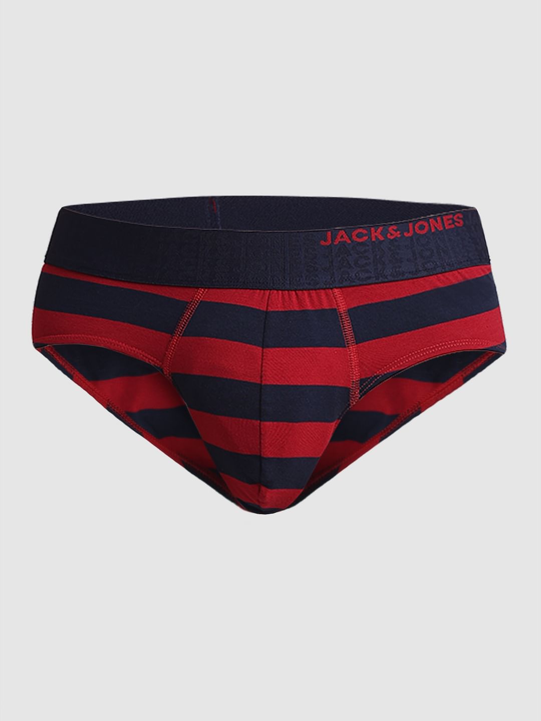 Red Rugby Striped Cotton Briefs