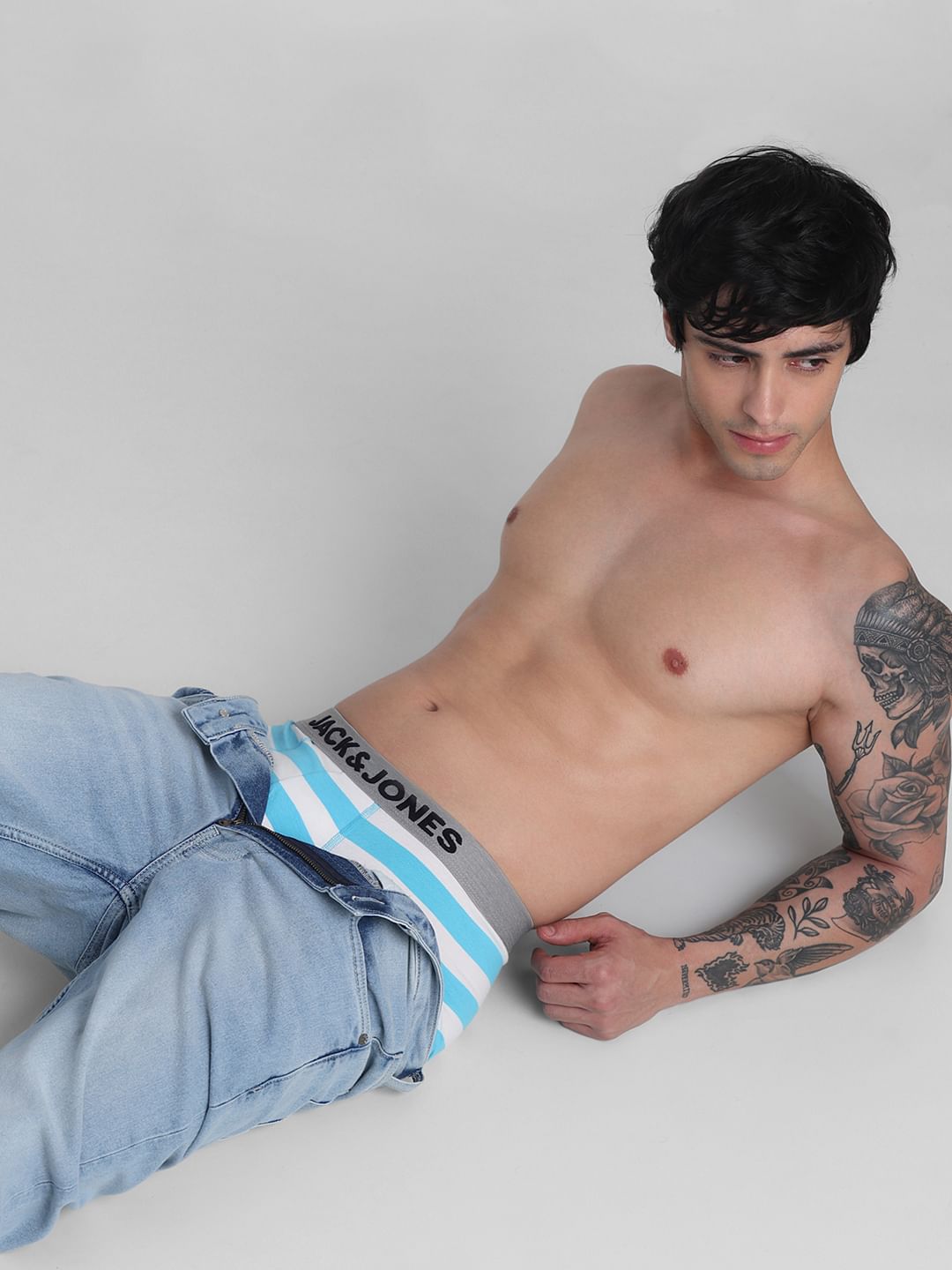 Light Blue Rugby Striped Cotton Briefs