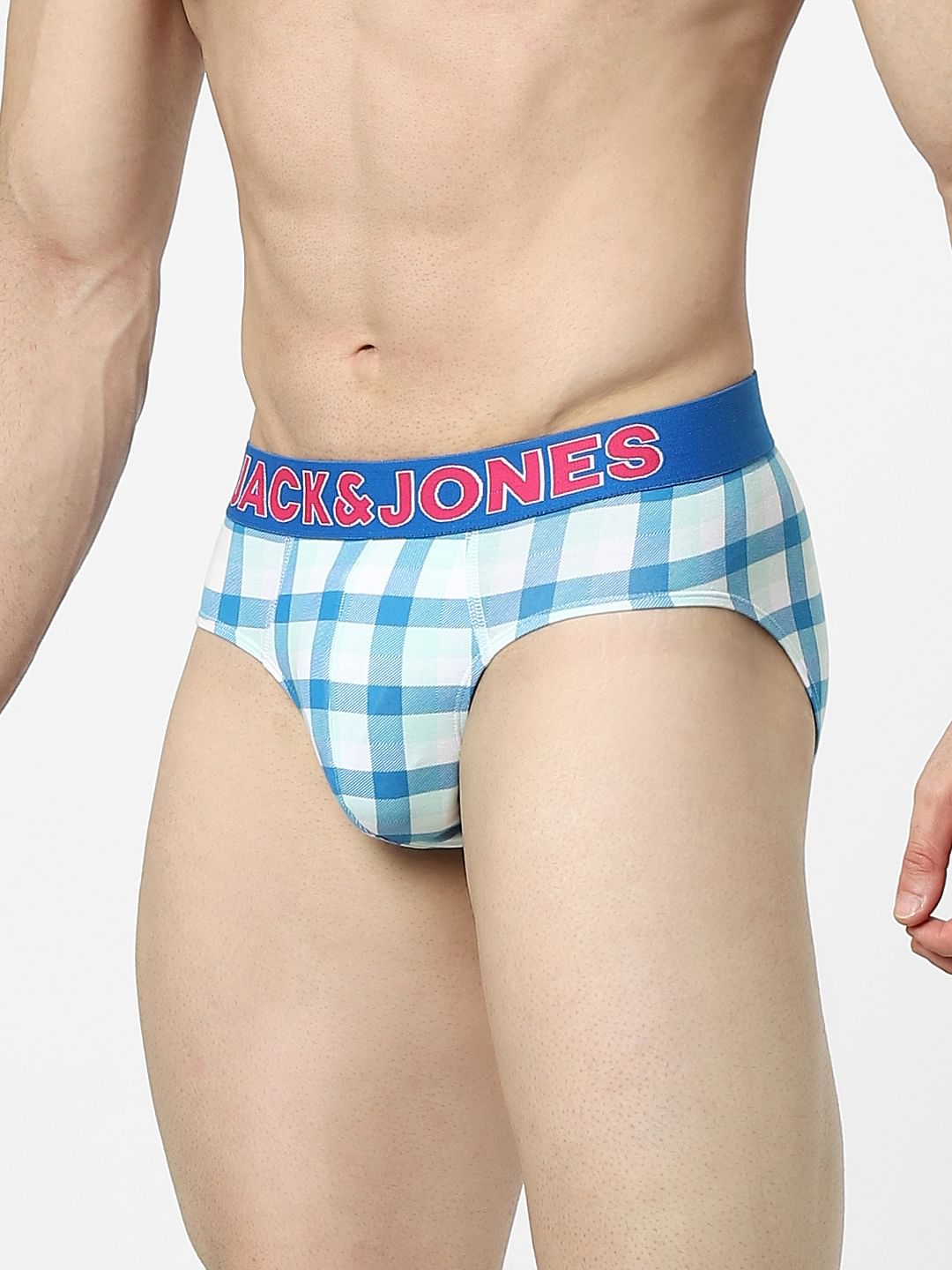 Blue Check Print Briefs